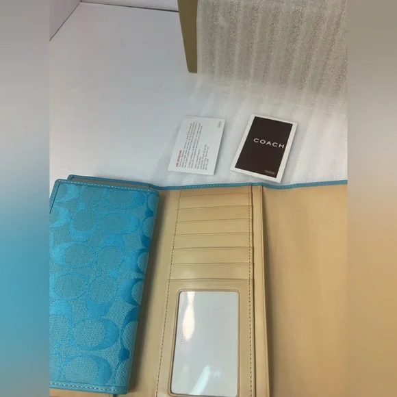 Coach Teal Signature Women's Wallet - Picture 9 of 16